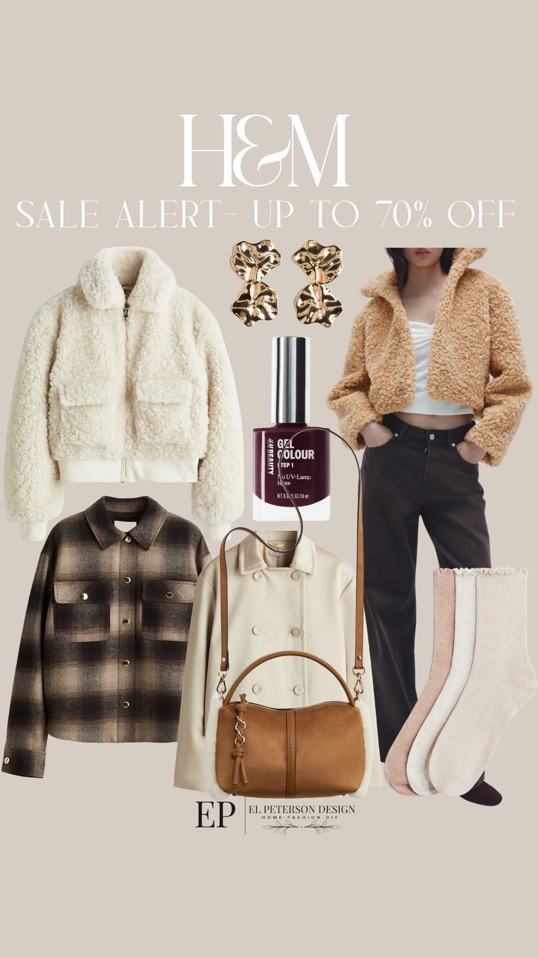 H& M
Up to 70% off
Jackets
Earrings
Purse
Sock
Nail polish 

#LTKFindsUnder50 #LTKFindsUnder100 #LTKSaleAlert