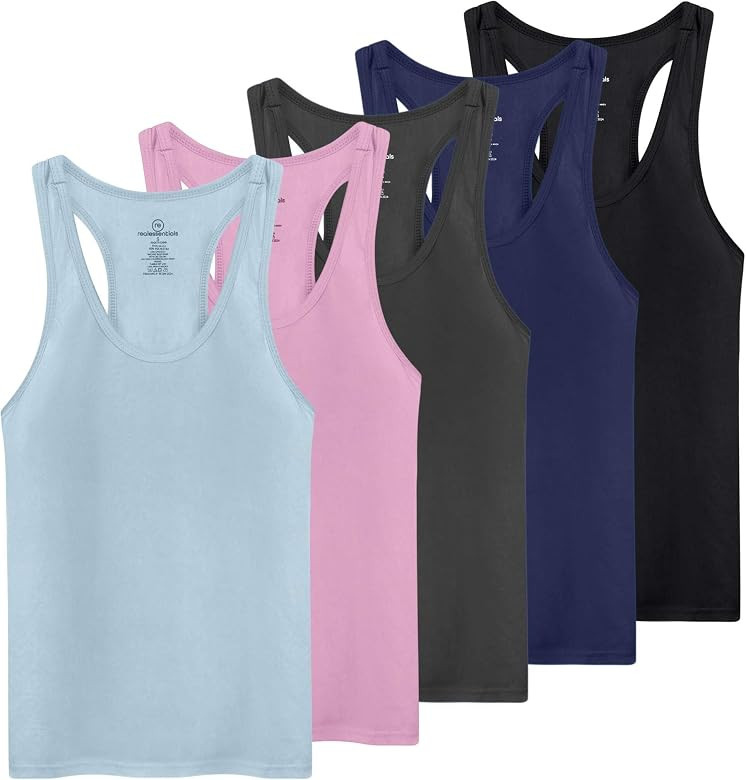 Real Essentials 5-Pack Women's Racerback Tank Top Dry-Fit Athletic Performance Yoga Activewear (A... | Amazon (US)