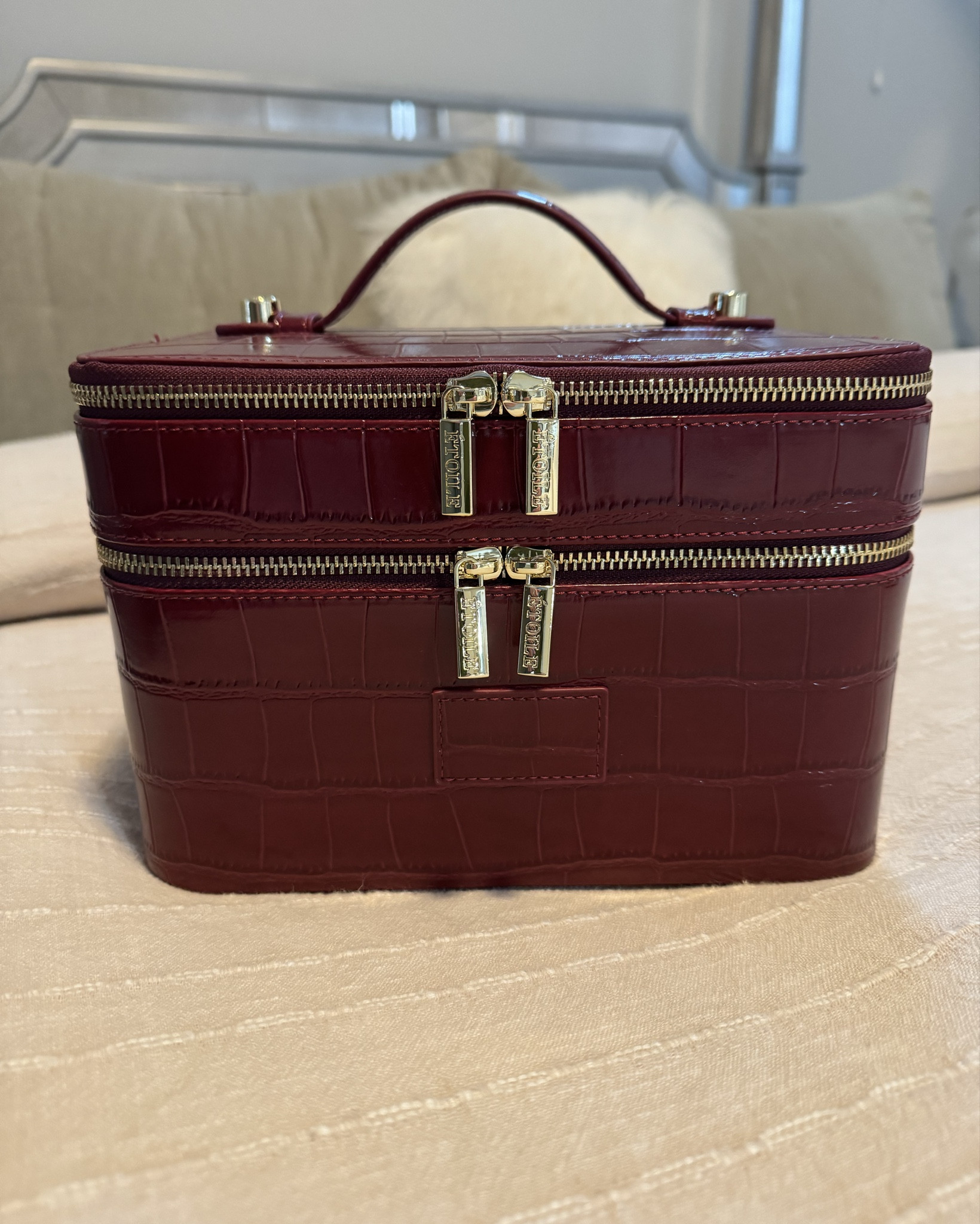 EARLY CHRISTMAS GIFT! 🎁 Just in time for all the holiday traveling! Can’t wait to fill up my new toiletry/makeup case today. Swipe to see all the different compartments! ALSO comes in espresso croc 🤎 and is in stock!! The oval shape and mini burgundy croc are in stock!! Plus, more colors + the mini versions linked below! Perfect gift for the girlies in your life. ♥️ #LTKSeasonal #LTKselfcare #LTKTravel #traveltip #travelhack 

#LTKBeauty #LTKHoliday #LTKGiftGuide