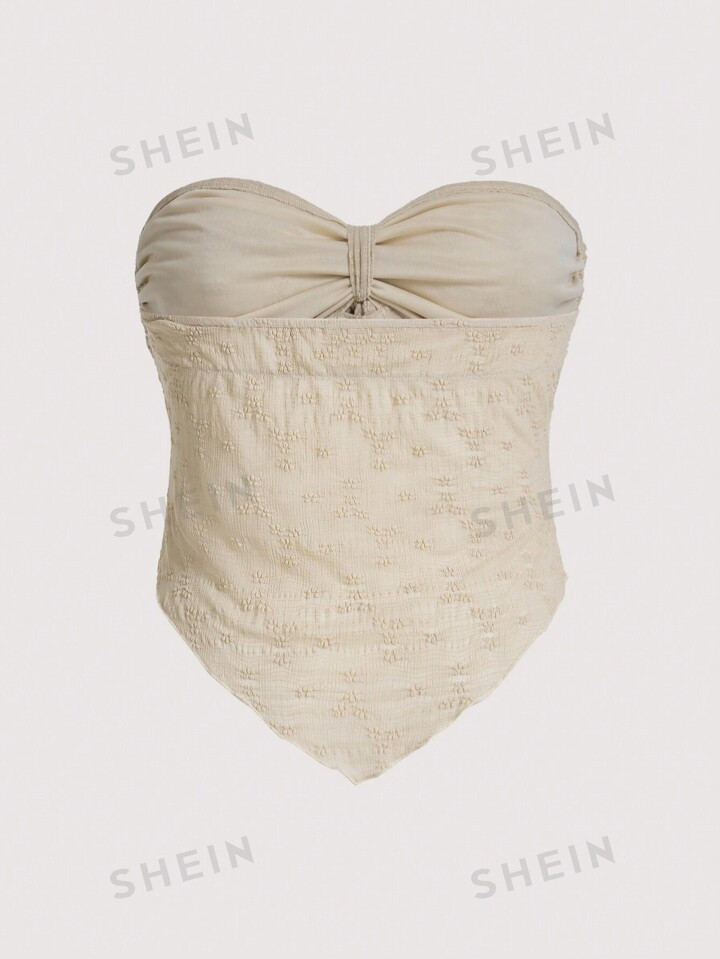 SHEIN ICON Plus Size Women's Textured Fabric Front Knot Bandeau Top | SHEIN