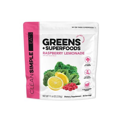 Clean Simple Eats Greens Powder - Raspberry Lemonade - 11.6oz/30 Servings: Dietary Supplement, Superfood Powder | Target