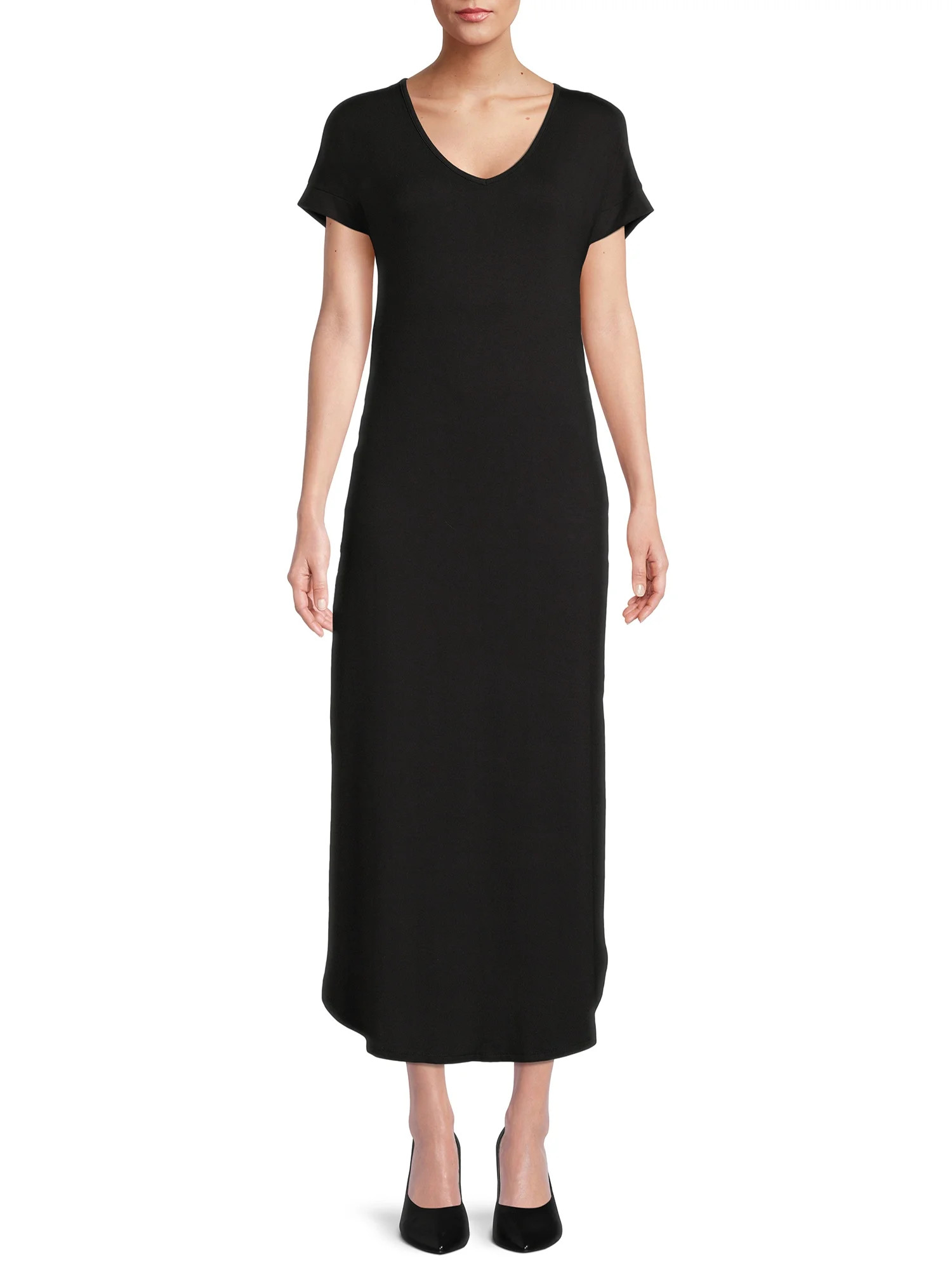Time and Tru Women's V-Neck Maxi Dress - Walmart.com | Walmart (US)