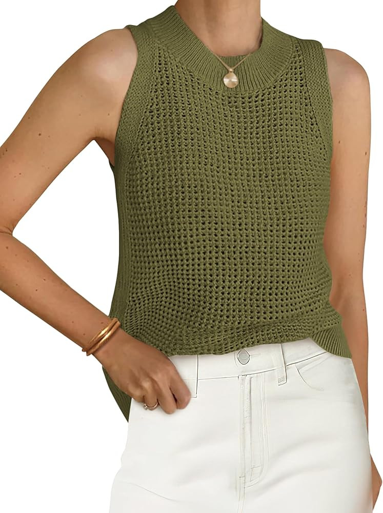 PRETTYGARDEN Womens Summer Crochet Tank Tops Knit Sweater | Amazon (US)