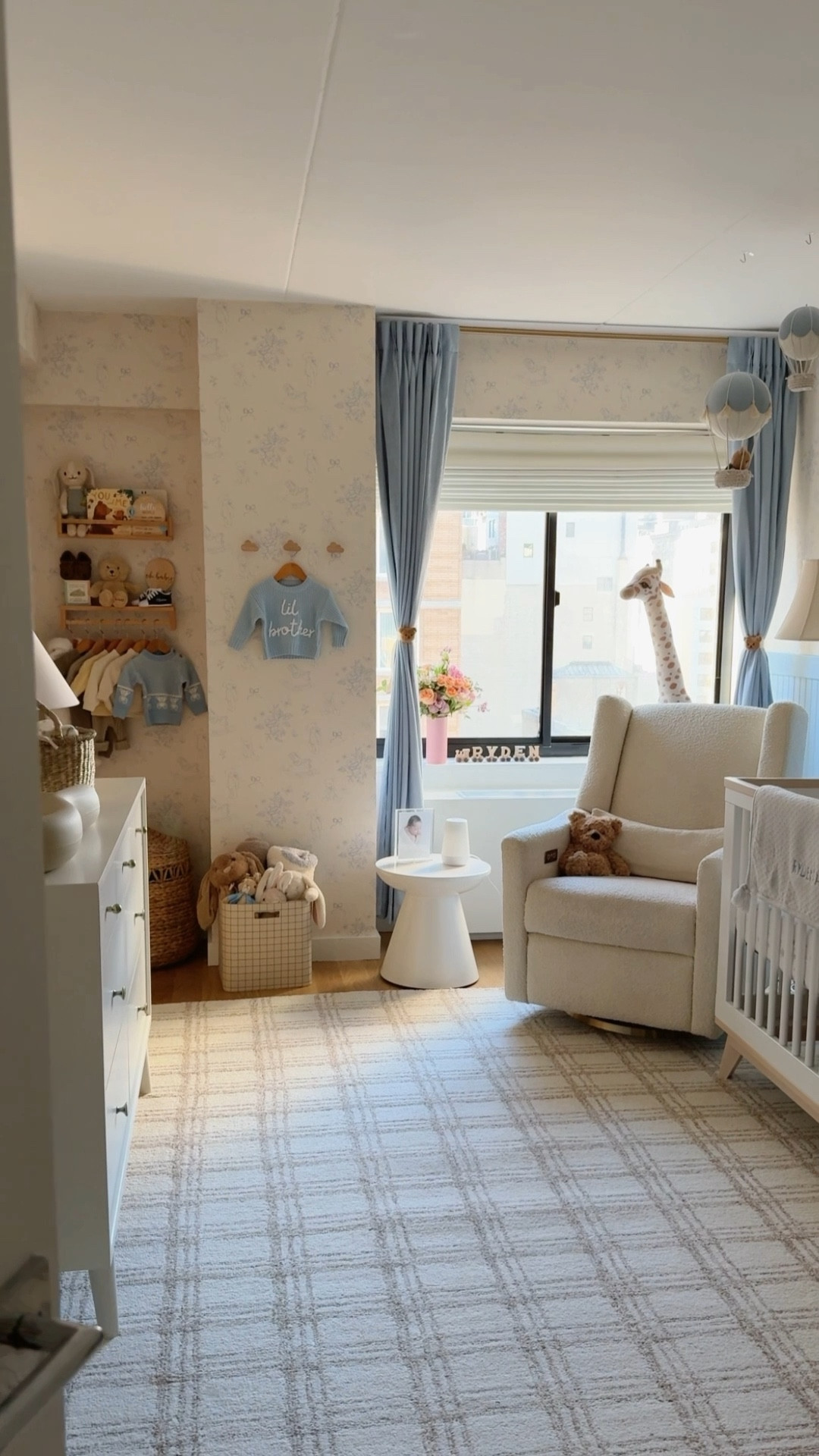 Baby boys nursery room. I used peel and stick wallpaperr