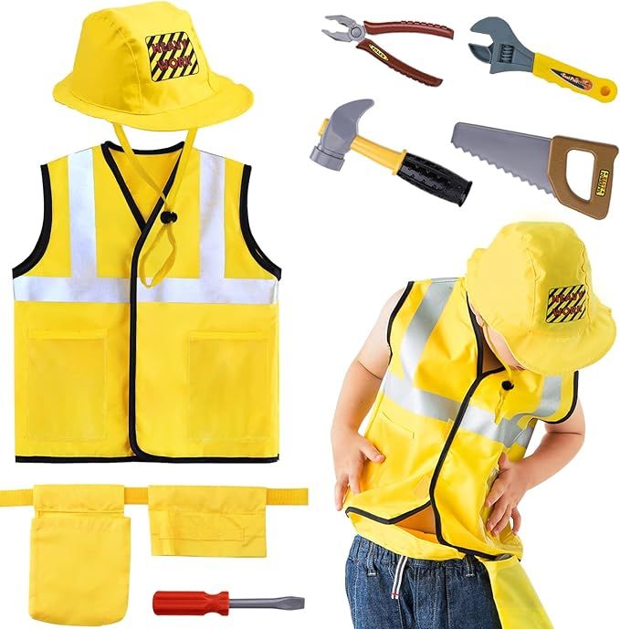 iPlay, iLearn Construction Worker Costumes for Boys, Toddler Dress Up Clothes, Kid Builder Career... | Amazon (US)