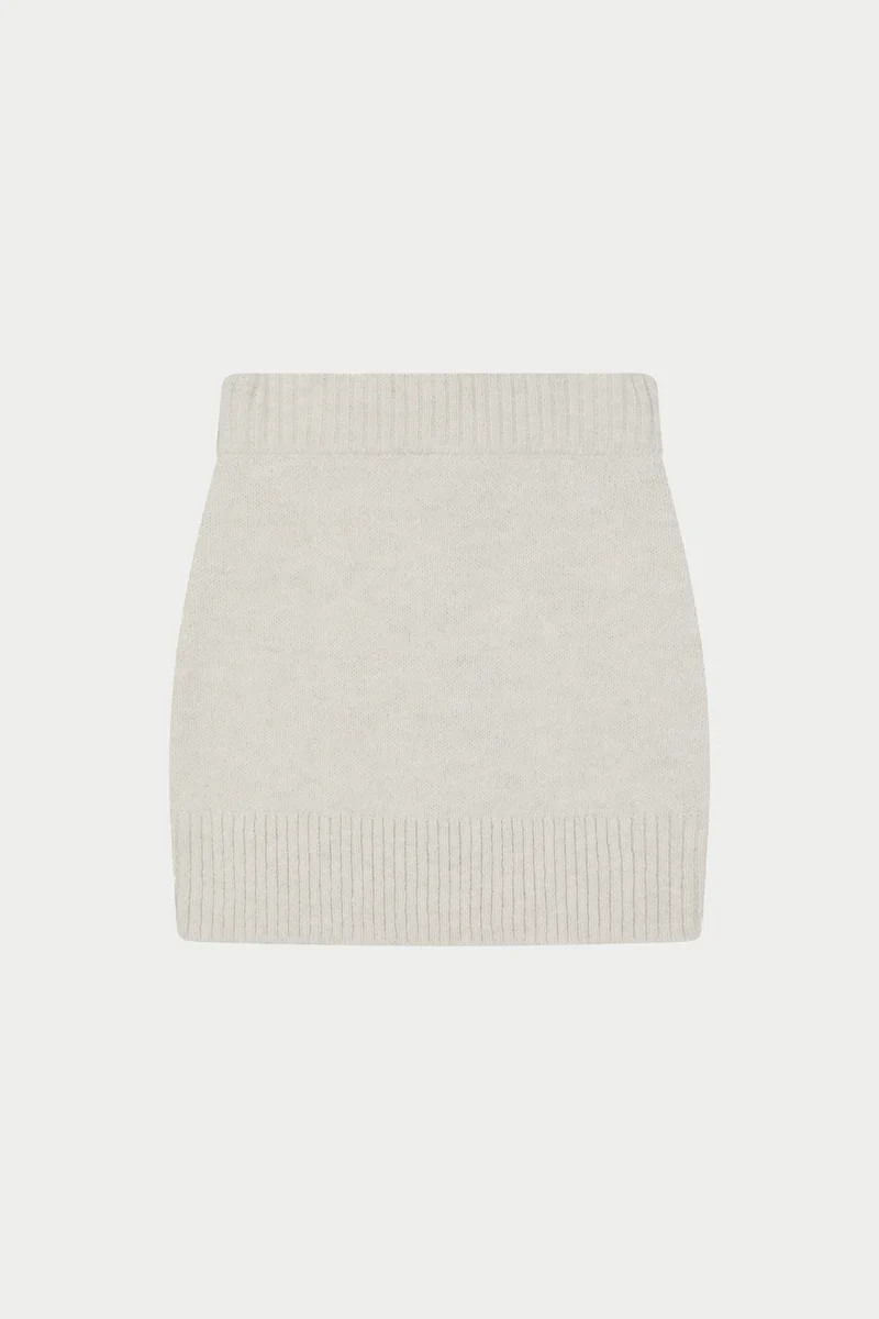 EMBLEM EMBROIDERED KNIT SKIRT - OAT | The Couture Club