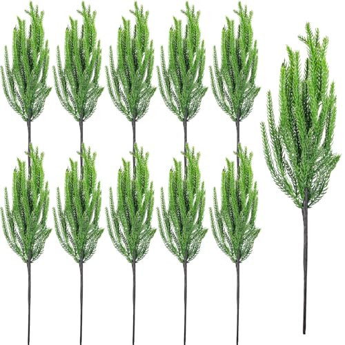 Tcevily 12 Pcs Norfolk Pine Branches, 17.7Inch Artificial Christmas Norfolk Pine Stems Xmas Branches Christmas Green Plant for Table Centerpieces Flower Arrangements Decor (12, 17.7inch) | Amazon (US)