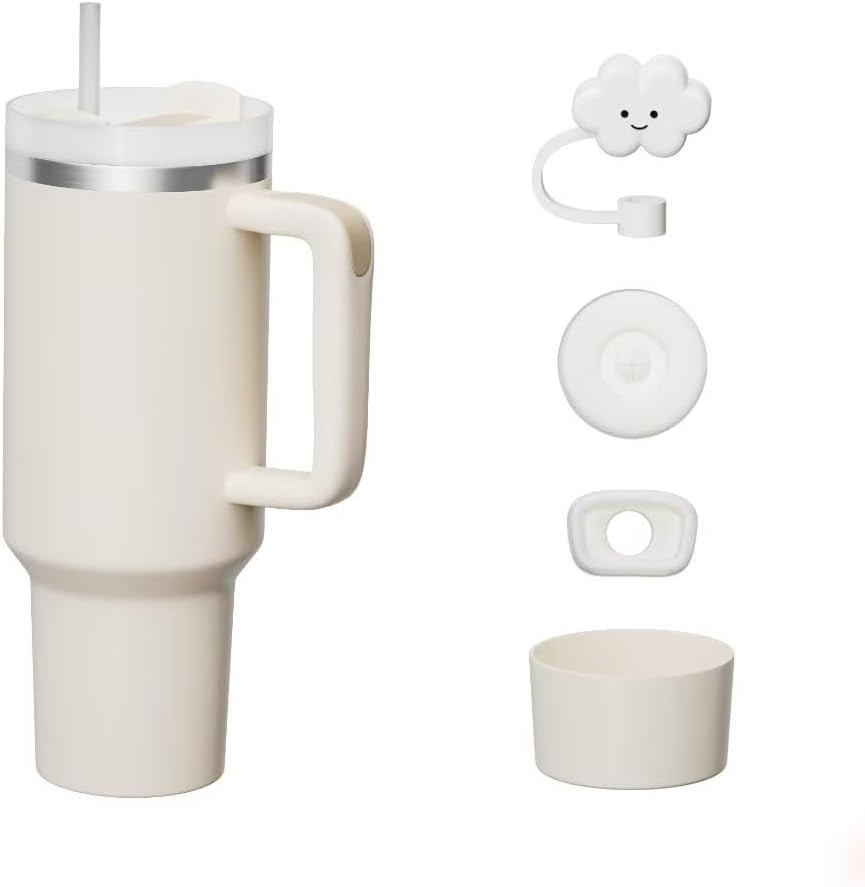 KISSKIND 40 oz Tumbler with Handle and Straw Lid Leak-proof Silicone Boot Straw Cover Cap Travel ... | Amazon (US)