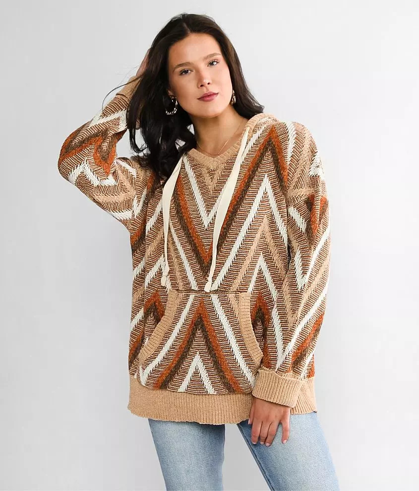 Chevron Chenille Hooded Sweater | Buckle