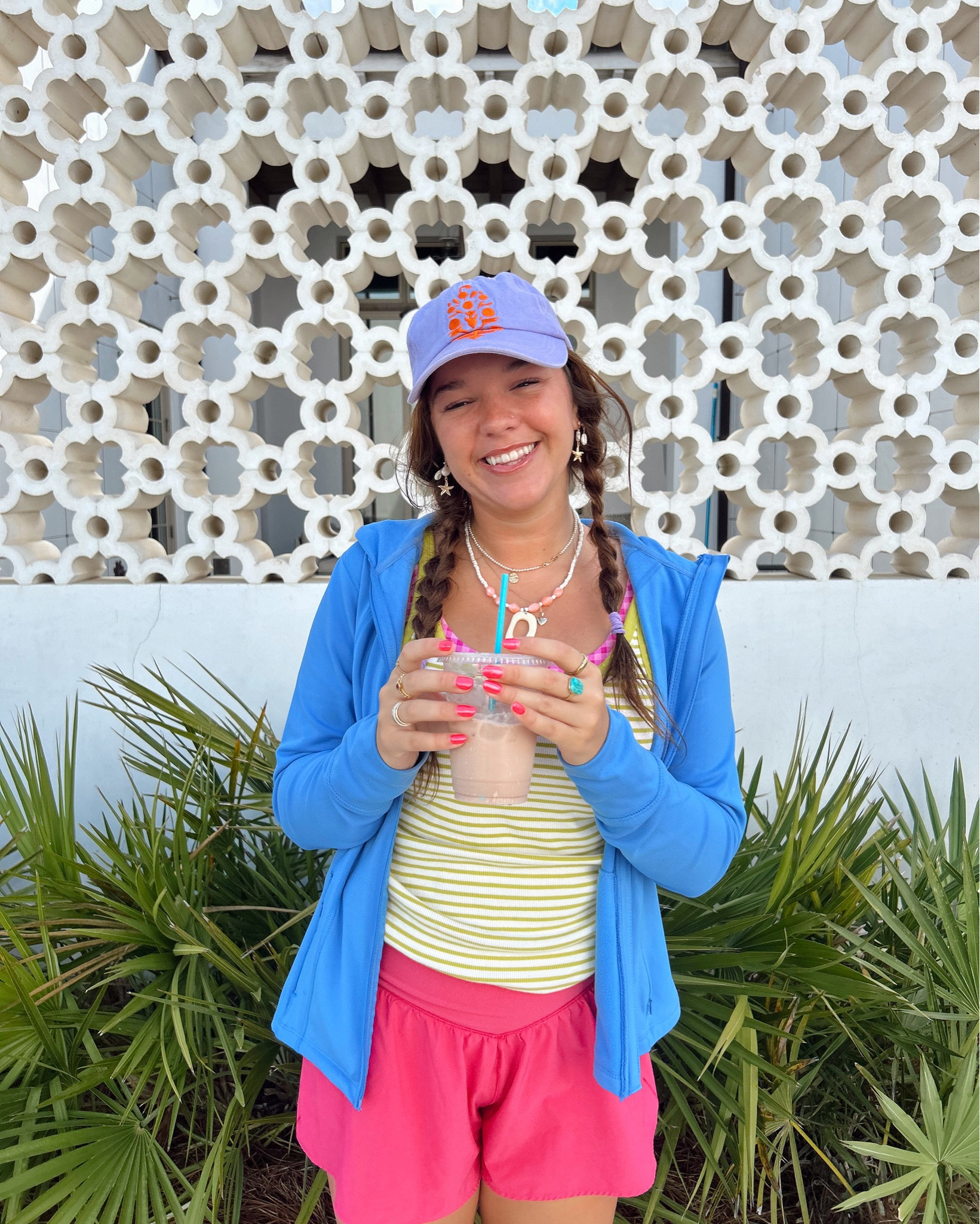 colorful summer outfits💜🌊🌸 

⭐️i am 5’4, 34D, wearing a size medium shorts, medium bra, large tank

#LTKootd #LTKActive #LTKTravel