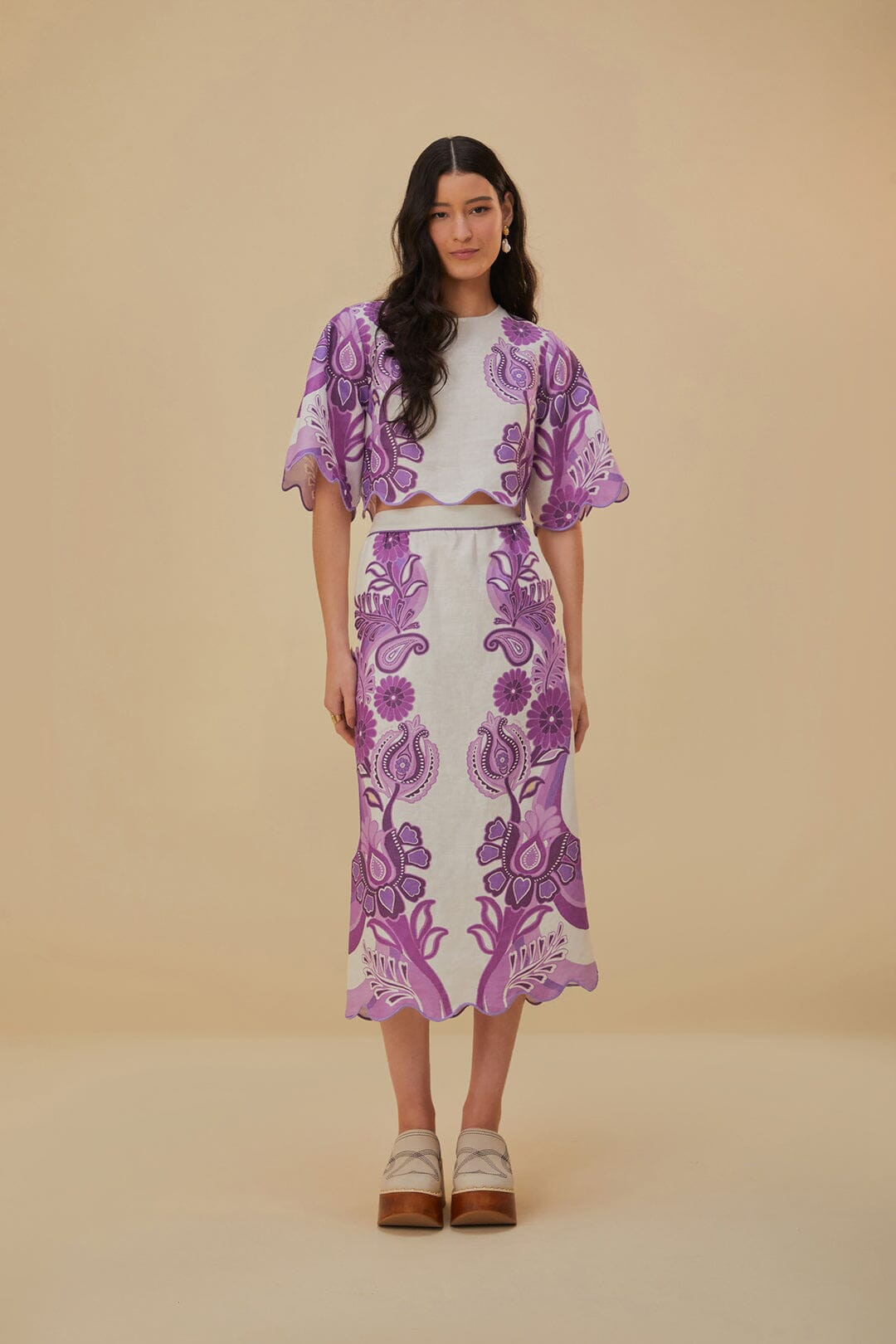 Color Festival Cream Euroflax™ Crop Blouse | FarmRio (US)