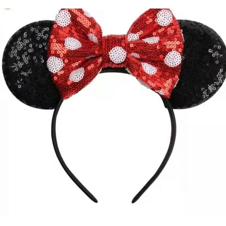 Polka Dot Bow Sequin Mickey Minnie Ears Headband / Minnie Inspired Princess Ears / Minnie Headban... | Walmart (US)