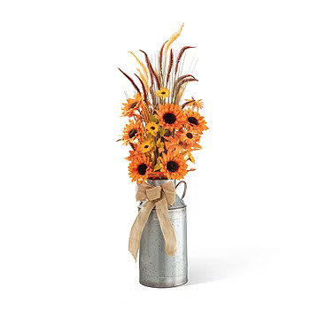 Glitzhome Fall Sunflower Leaf Potted Tree Thanksgiving Tabletop Decor | JCPenney
