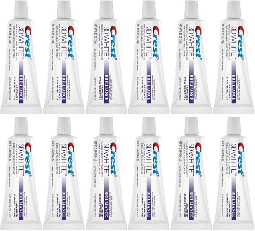 Crest 3D White Brilliance Toothpaste, Vibrant Peppermint, Travel Size, 0.85 oz (24g) - Pack of 12 | Amazon (US)