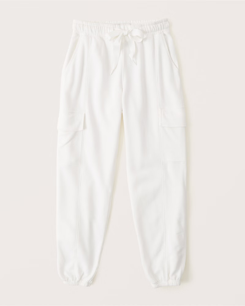 Abercrombie & Fitch Women's SoftAF Cargo Sunday Sweats in White - Size L | Abercrombie & Fitch (US)