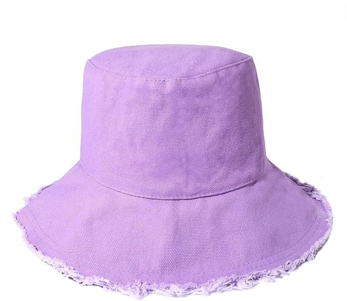 Sun Hats for Women Summer Casual Wide Brim Cotton Bucket Hat Beach Vacation Travel Accessories | Amazon (US)