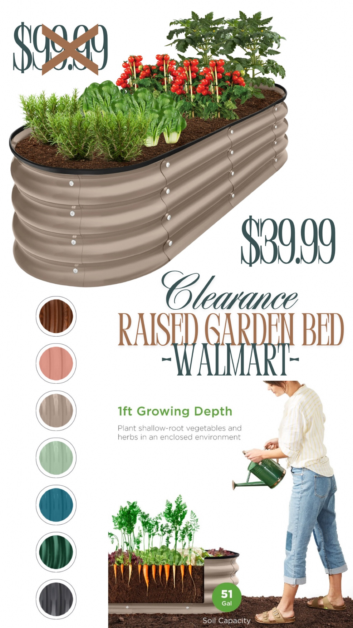 CAN’T BELIEVE THIS PRICE!!! The perfect garden starter!!! So many colors & FREE SHIPPING!! 👩🏽‍🌾🪴🍅
#raisedgardenbed #vegetables #clearance #walmart

#LTKSaleAlert #LTKSeasonal #LTKWatchNow