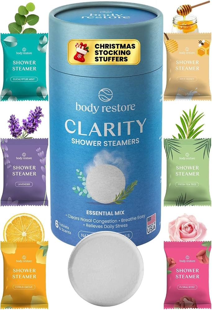 BodyRestore Shower Steamers Aromatherapy, Gifts for Men, Clarity 6 Pack | Amazon (US)