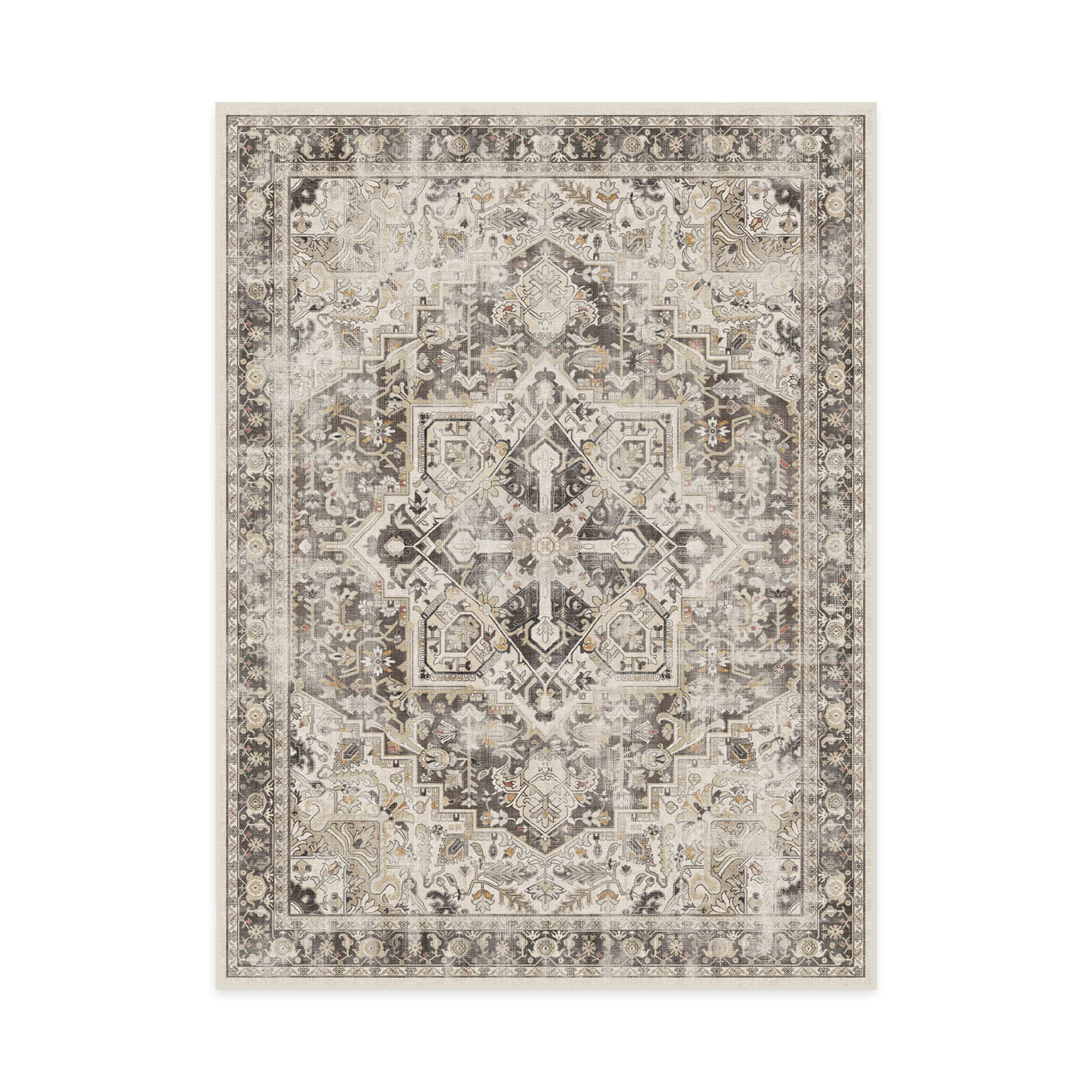 RUGGABLE Washable Vintage Area Rug – Kamran Hazel 9x12, Stain-Resistant, Non-Slip – Large Mac... | Amazon (US)
