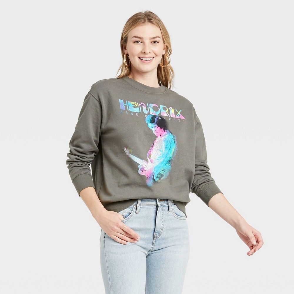 Women's Jimi Hendrix Graphic Sweatshirt - Heather Gray L | Target