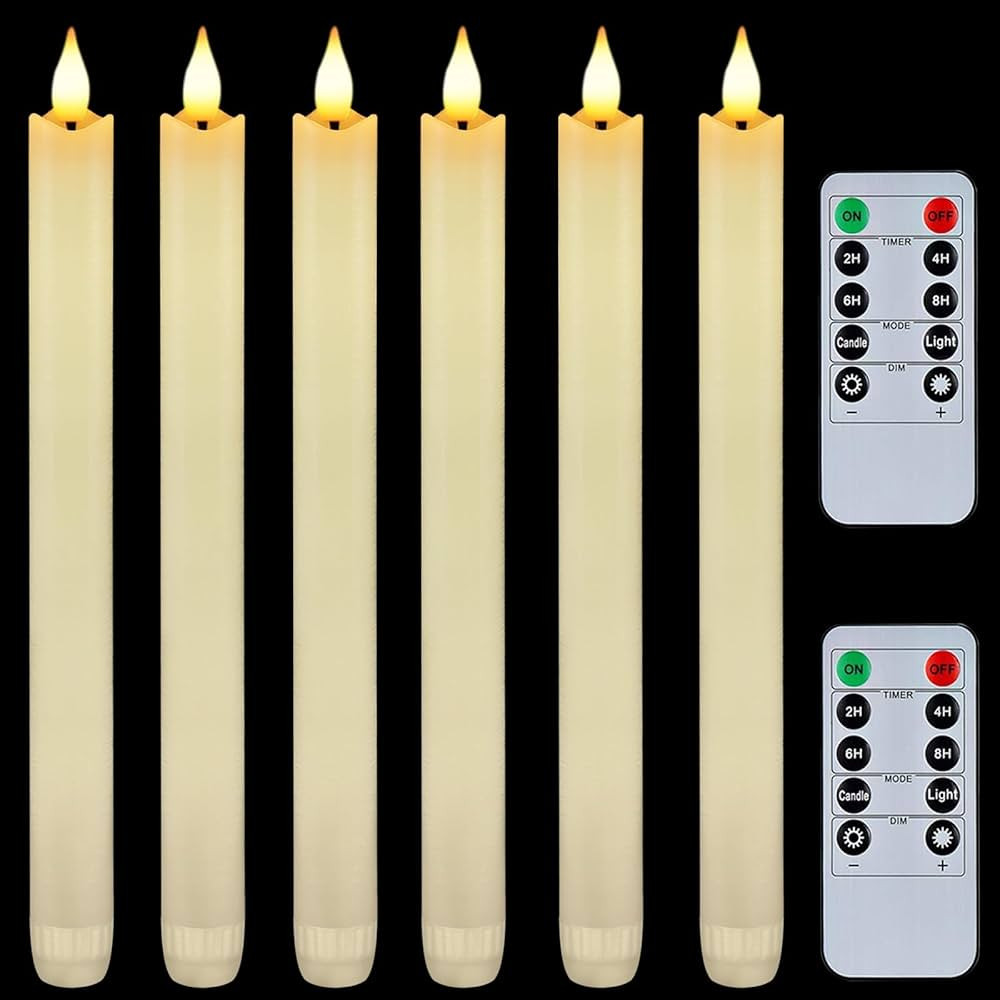 Homemory 6 Pcs Flameless Taper Candles with Remote Timer and Dimmer, LED Candle Sticks with Flick... | Amazon (US)