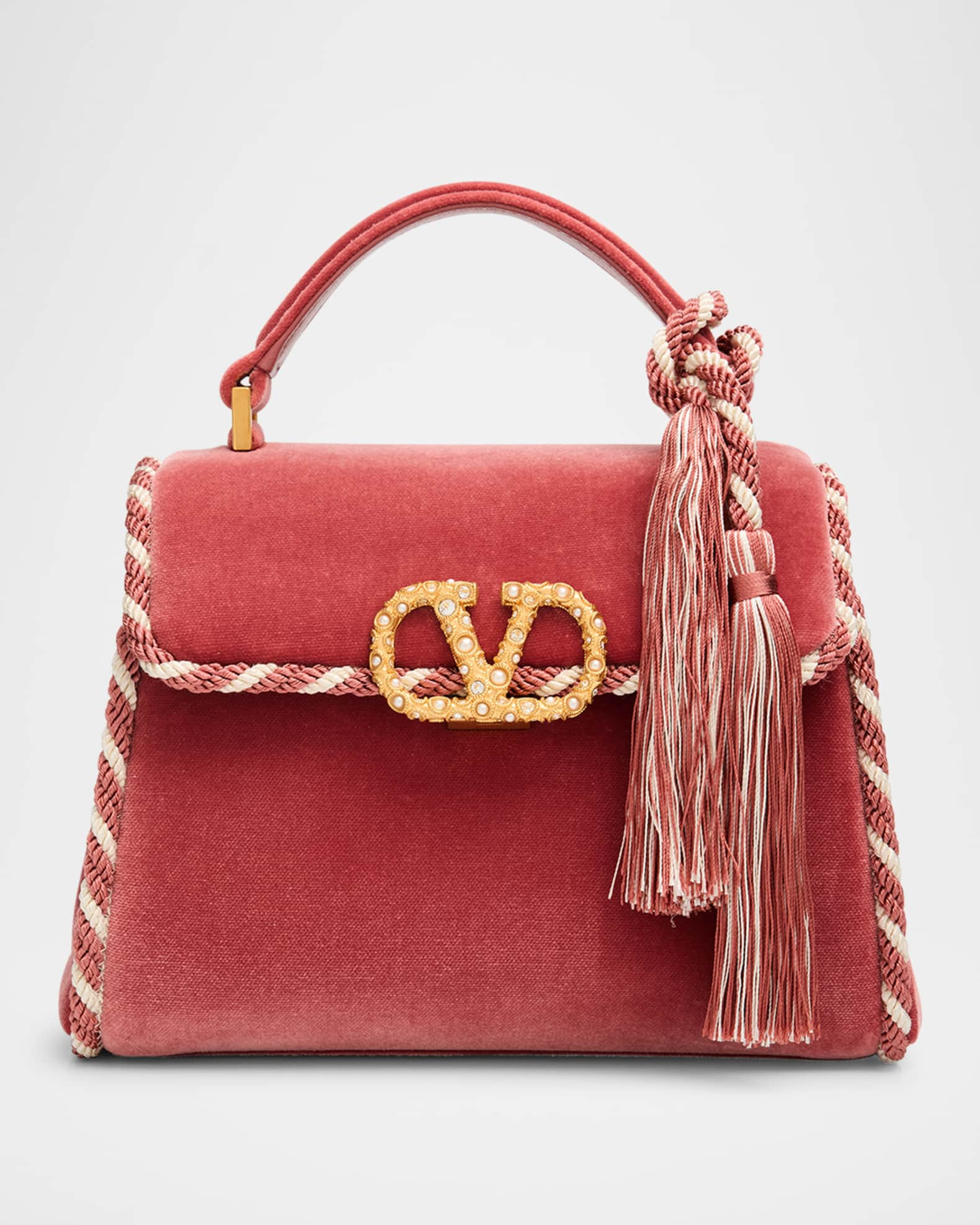 Valentino Garavani VSLING Mini Velvet Top-Handle Bag | Neiman Marcus