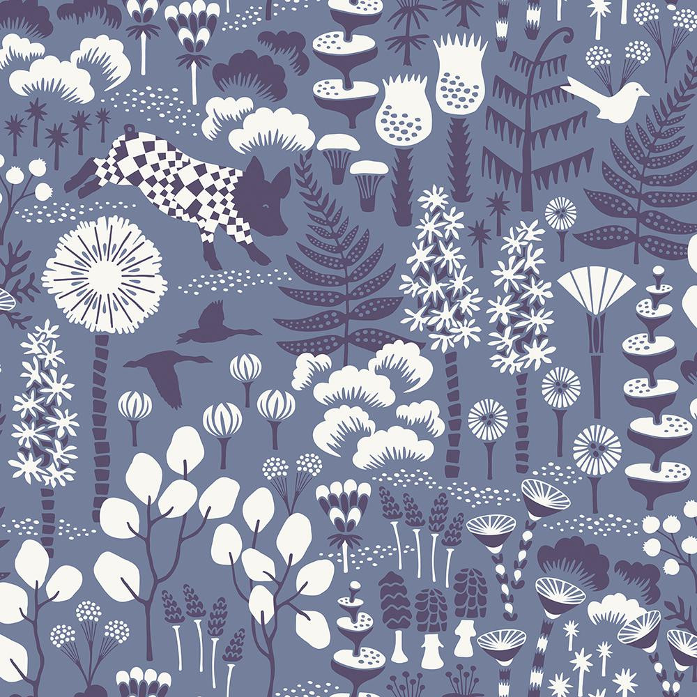 57.8 sq. ft. Hoppet Blue Folk Wallpaper-WV1453 - The Home Depot | The Home Depot