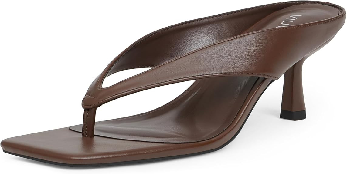 Women’s Kitten Heels Flip Flops Slip On Open Toe Low Heels Thong Square Slide Summer Fashion Pa... | Amazon (US)