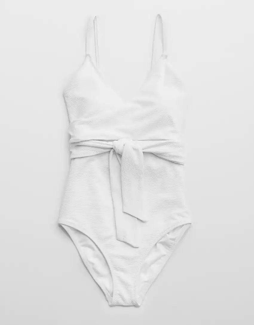 Aerie Pique Wrap One Piece Swimsuit | American Eagle Outfitters (US & CA)