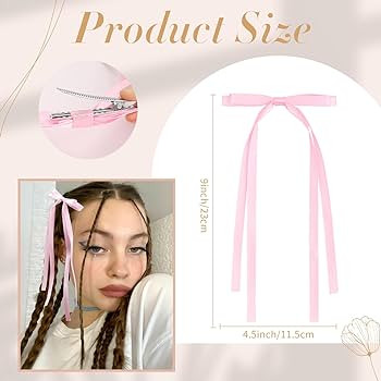 VOBOBE 4PCS Hair Bows for Women Girls, Pink Tassel Ribbon Bowknot Hair Clips Barrettes for Girl w... | Amazon (US)