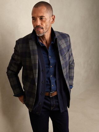 Melton Plaid Blazer | Banana Republic Factory