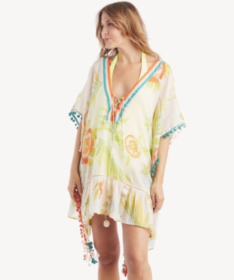 lace up floral & stripe caftan | Sole Society (US)