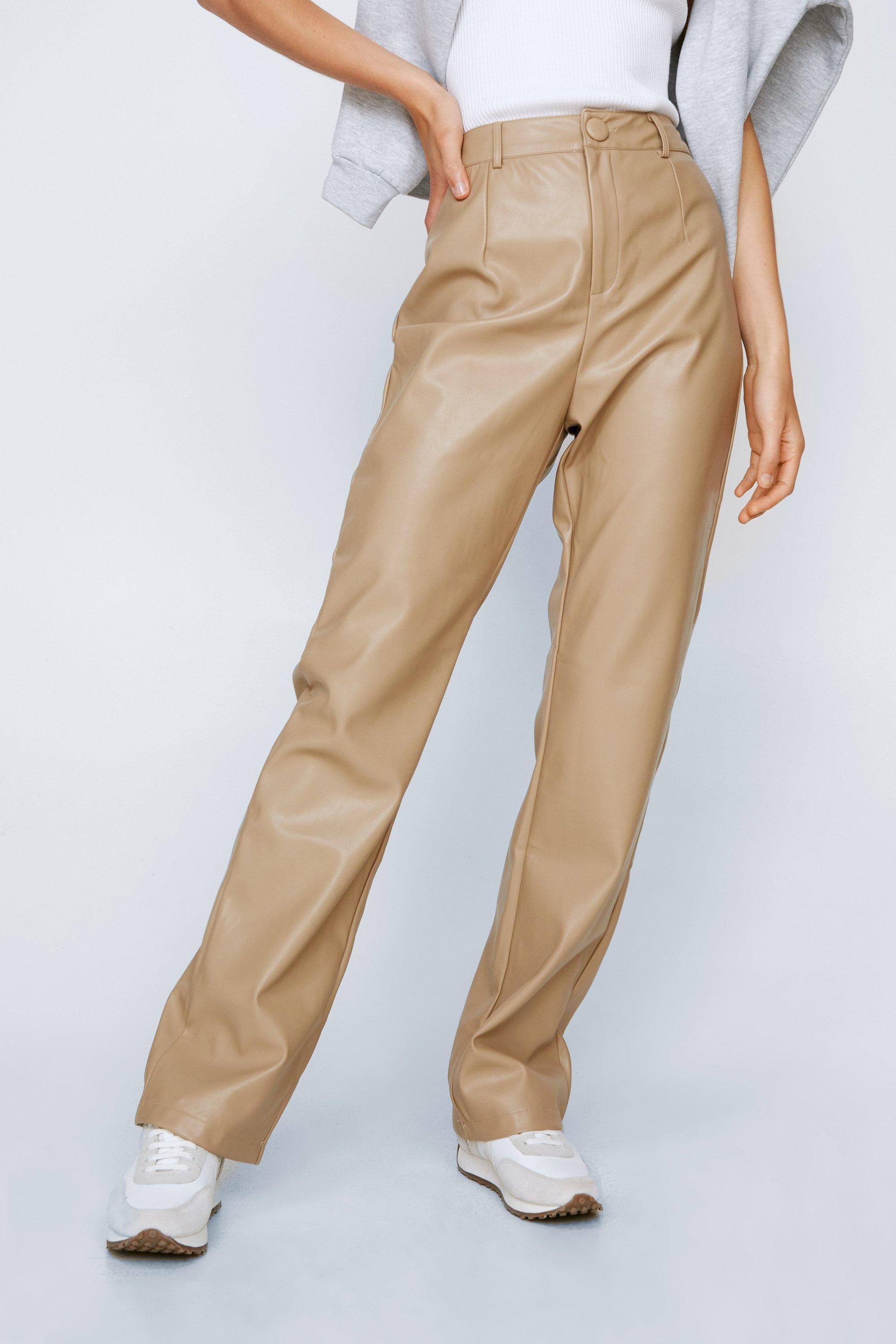 Faux Leather Tailored Straight Leg Pants | Nasty Gal (US)