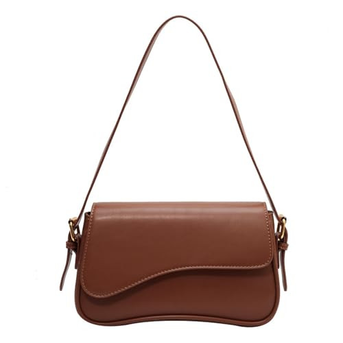 Shoulder Bag for Women Y2K Trendy Purse Vegan Leather Hobo Handbags Clutch Saddle Bag with 2 Removable Strap (Brown) | Amazon (US)