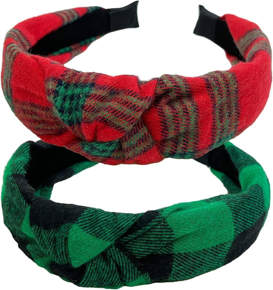 Wide Knotted Plaid Headbands, Valentines Gifts for Her, Fashion Vintage Turban Hair Band, Retro C... | Amazon (US)