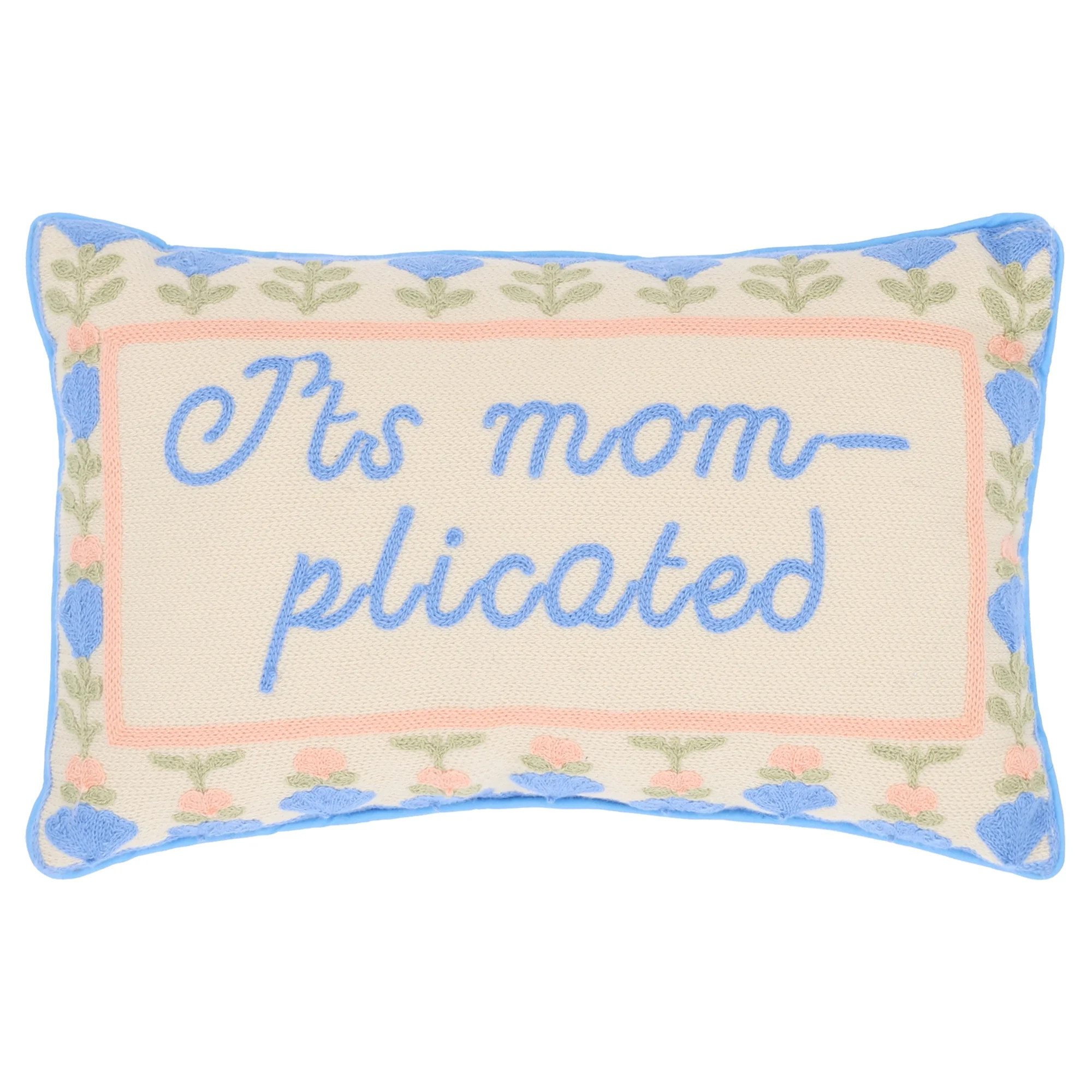 It's Mom-Plicated Decorative Lumbar Pillow, Blue and Pink, 14" x 9", Mother's Day by Way To Celeb... | Walmart (US)