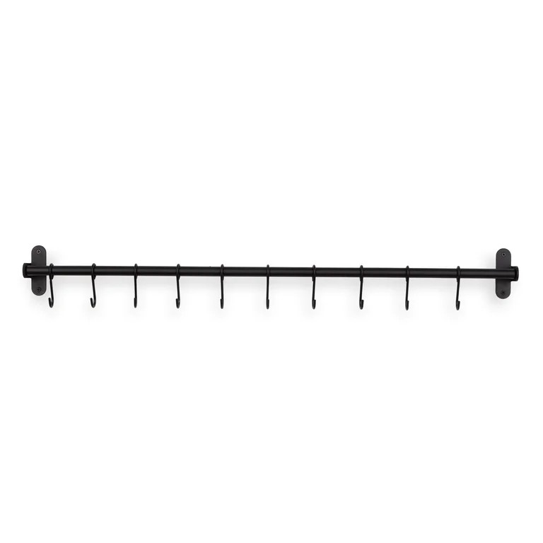 Wallniture Lyon Kitchen Utensils Holder Pot Lit Rack Pan Hanger Storage Rail with 10 S Hooks Wall... | Walmart (US)