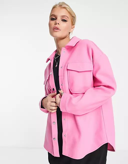 Only pocket detail shacket in bright pink | ASOS (Global)