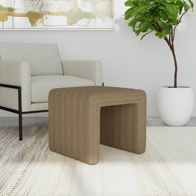 HomePop Modern Channel Ottoman, Brown Boucle | Walmart (US)