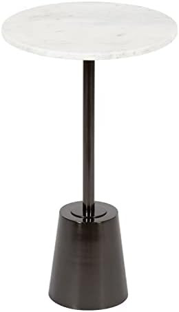 Kate and Laurel Tira Round Side Table, 14 x 14 x 24, White and Gray, Decorative Pedestal Style En... | Amazon (US)