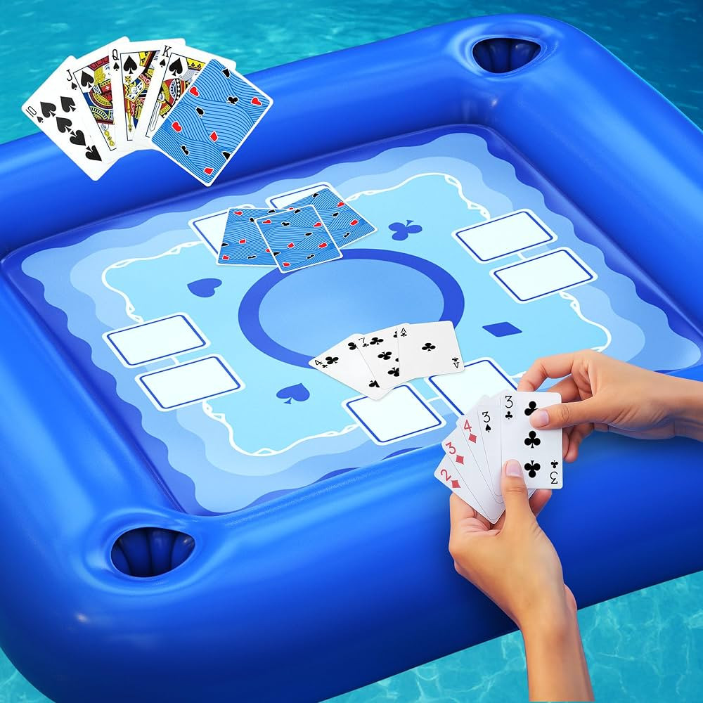 Floating Table for Pool with Cup Holders – Adult Pool Games with Waterproof Cards – Pool Float Games – Perfect for Party, Snacks, Drinks, Hot Tub & Summer Fun | Amazon (US)
