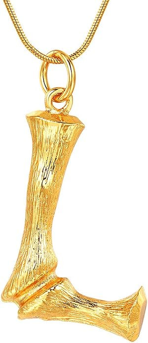 FOCALOOK Statement Bamboo Necklace, 18K Gold Plated Initial Name Pendant Necklace for Women - Big... | Amazon (US)