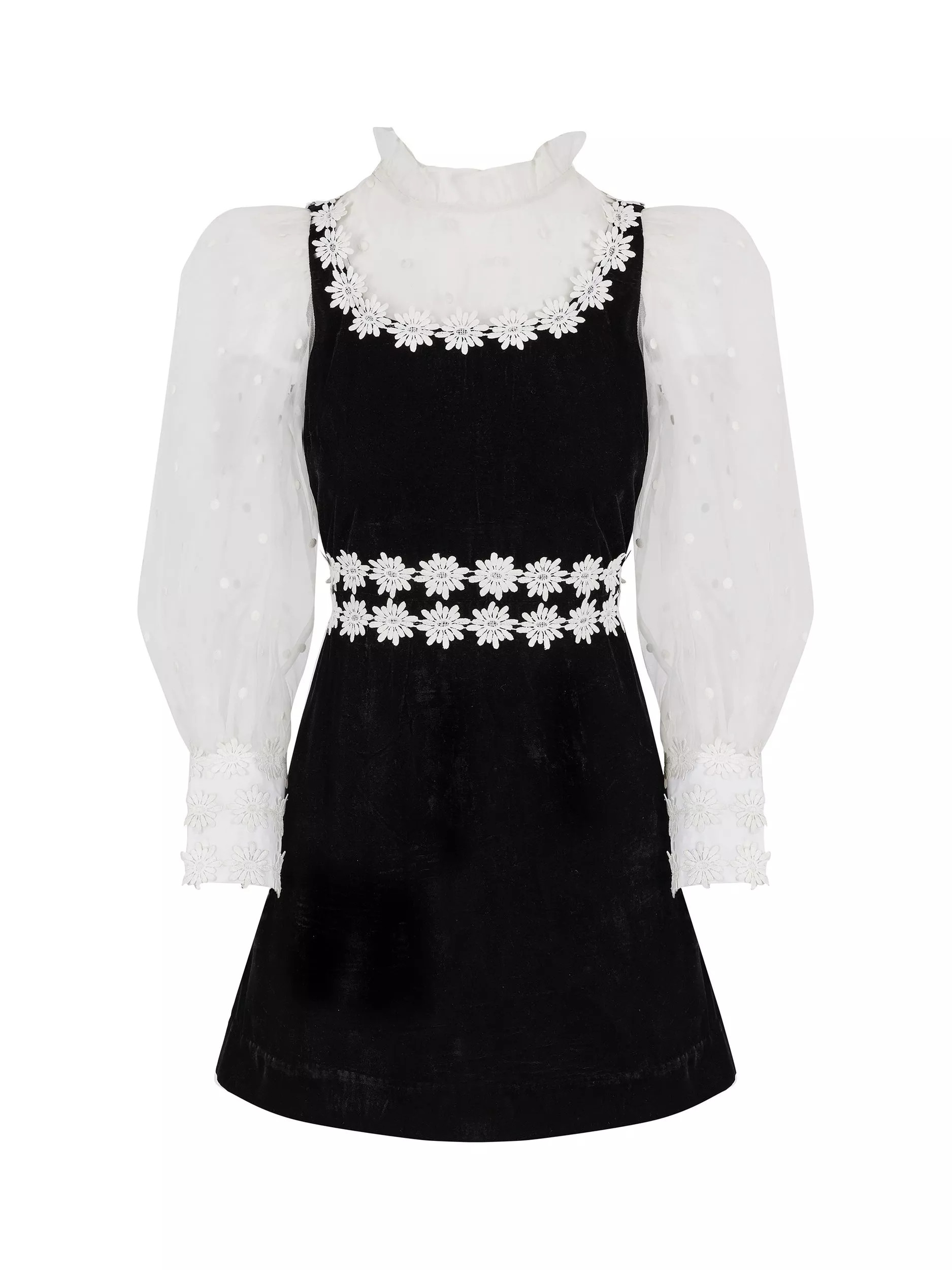 Queens of archive Karina Velvet Mini Dress, Black/White | John Lewis (UK)