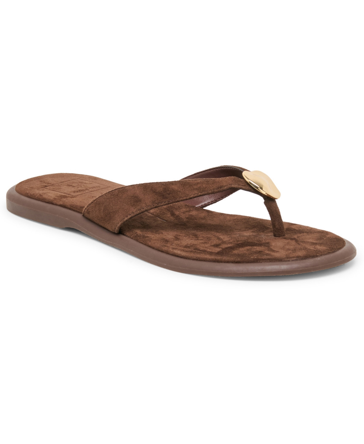 Dolce Vita Women's Jaina Dome Embellished Thong Flat Sandals - Dark Brown Nubuck | Macy's