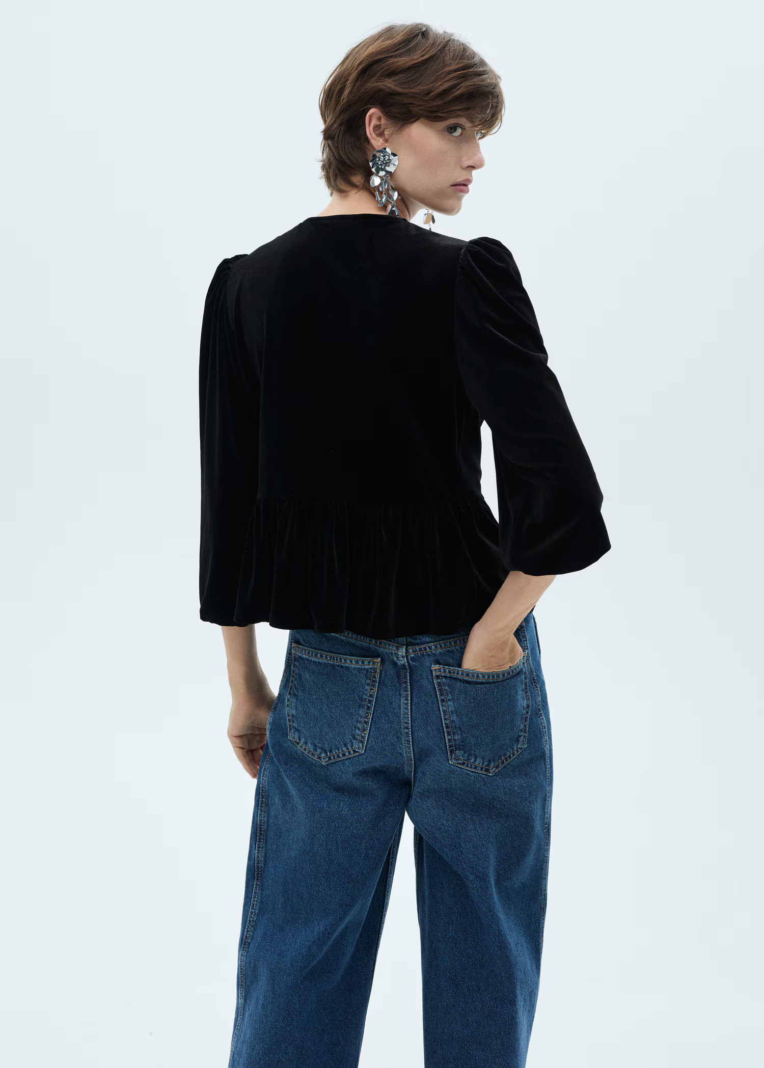Velvet blouse with bows - Women | MANGO USA | Mango (US/MX/AU)