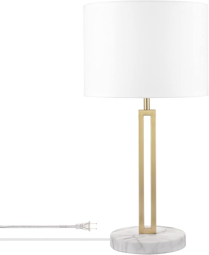 Globe Electric 67490 Paloma 22" Table Lamp, Matte Brass, White Faux Marble Base, White Fabric Sha... | Amazon (US)