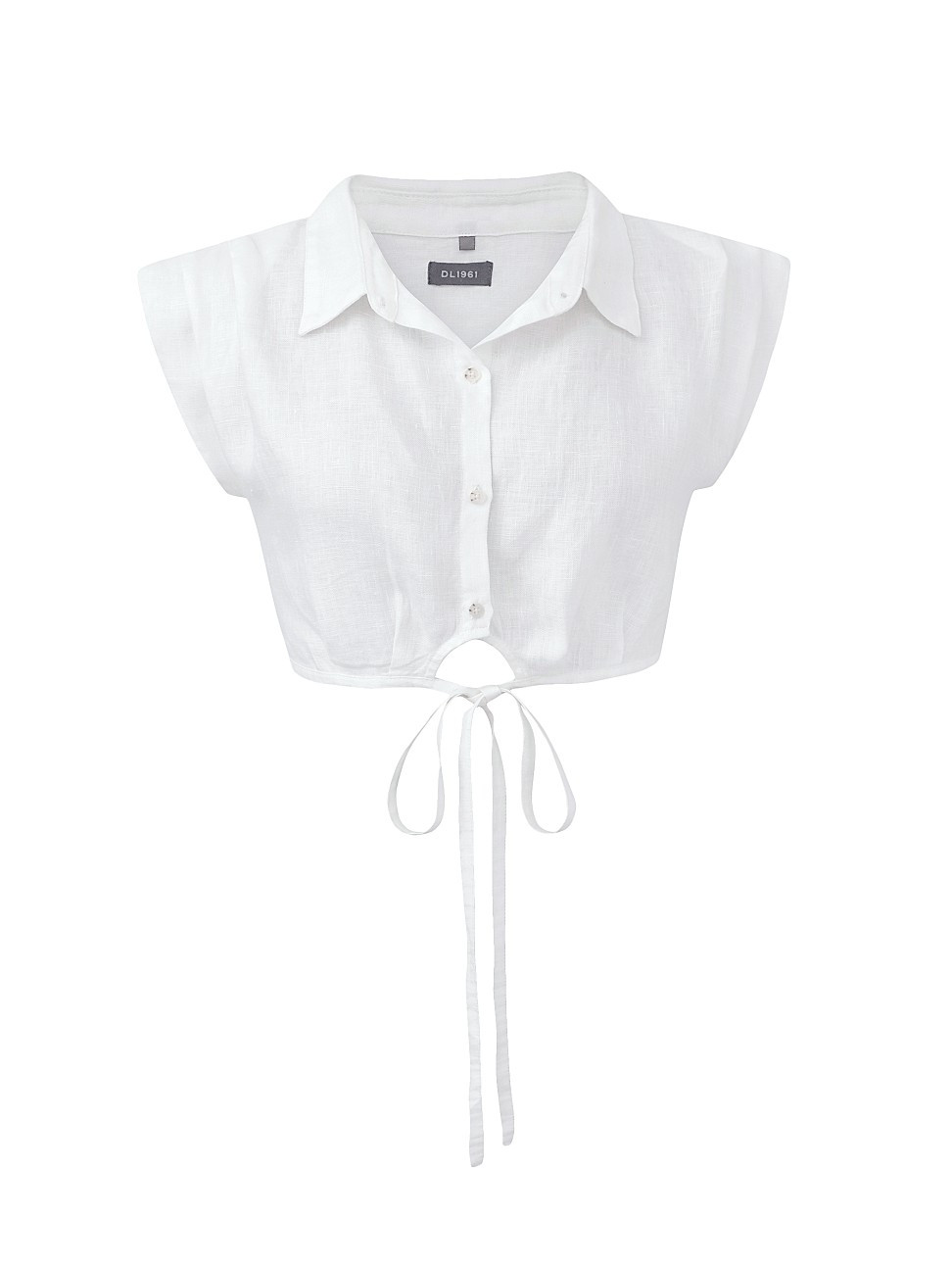 Women's Linen Button-Front Crop Top - White Linen - Size Medium | Saks Fifth Avenue