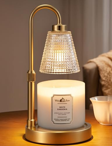 Big Gold Candle Warmer Lamp with Timer, Dimmable Candle Warmer for Home Decor, Height Adjustable Candle Lamp for Jar Candles, Birthday Gifts for Women Mom, House Warming Gifts New Home | Amazon (US)