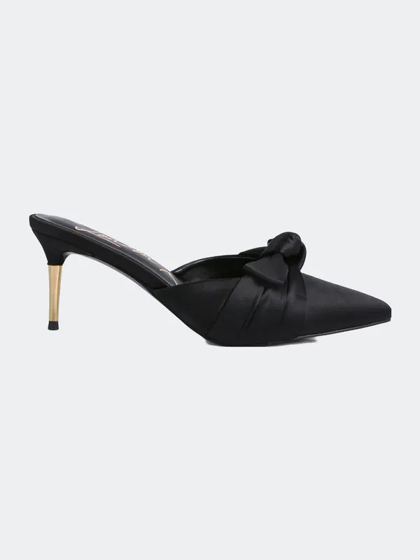 London Rag Queenie Satin High Heeled Mule Sandals - Black - US 7 | Verishop