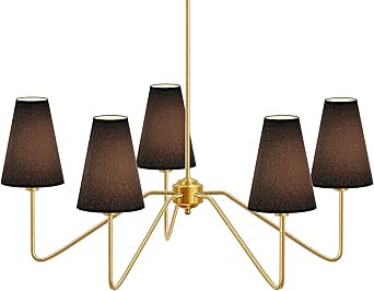 Electro bp;30" Dia 5-Arm Classic Chandeliers Polished Gold with Black Linen Shades,200W; | Amazon (US)